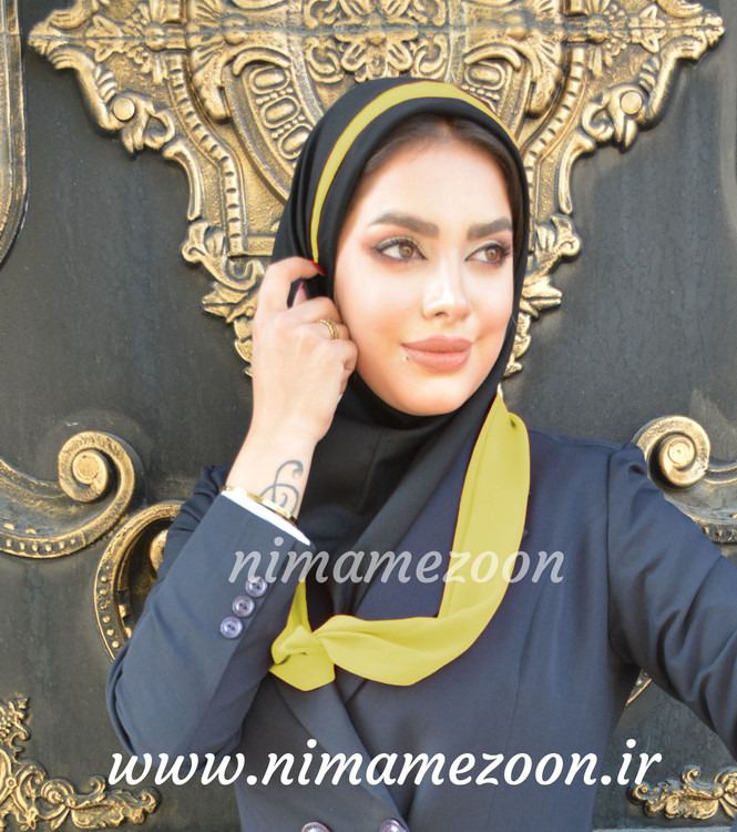 مقنعه پفی لیمویی
