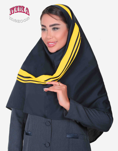 مقنعه تل دار دراپه نوار زرد