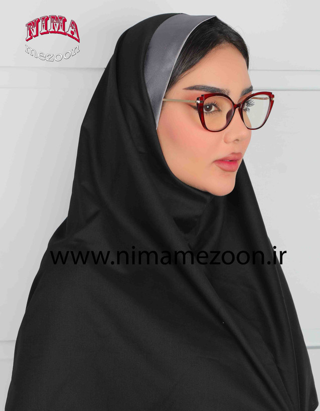 مقنعه تل دار ساتن طوسی