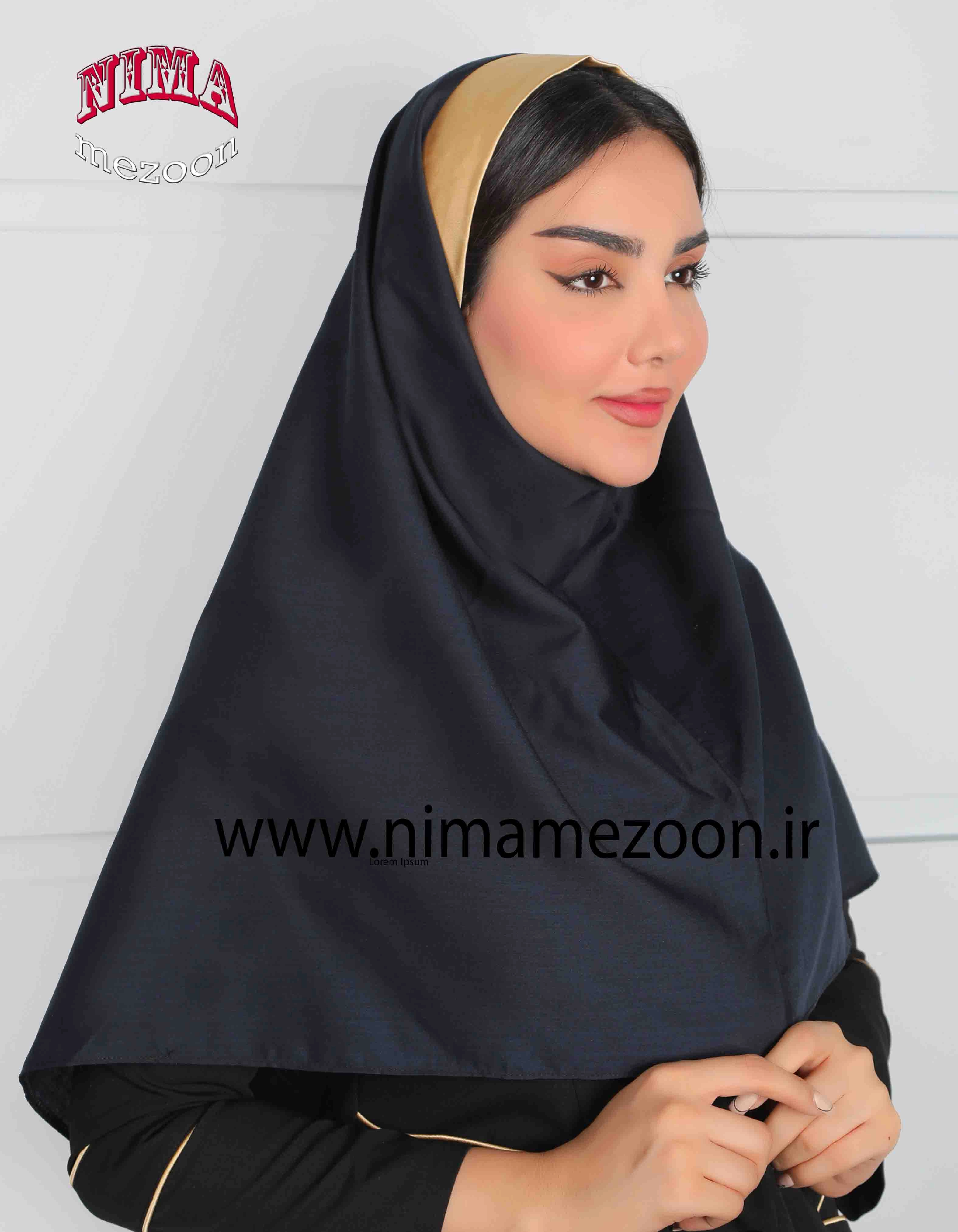 مقنعه تل دار طلایی ساتن