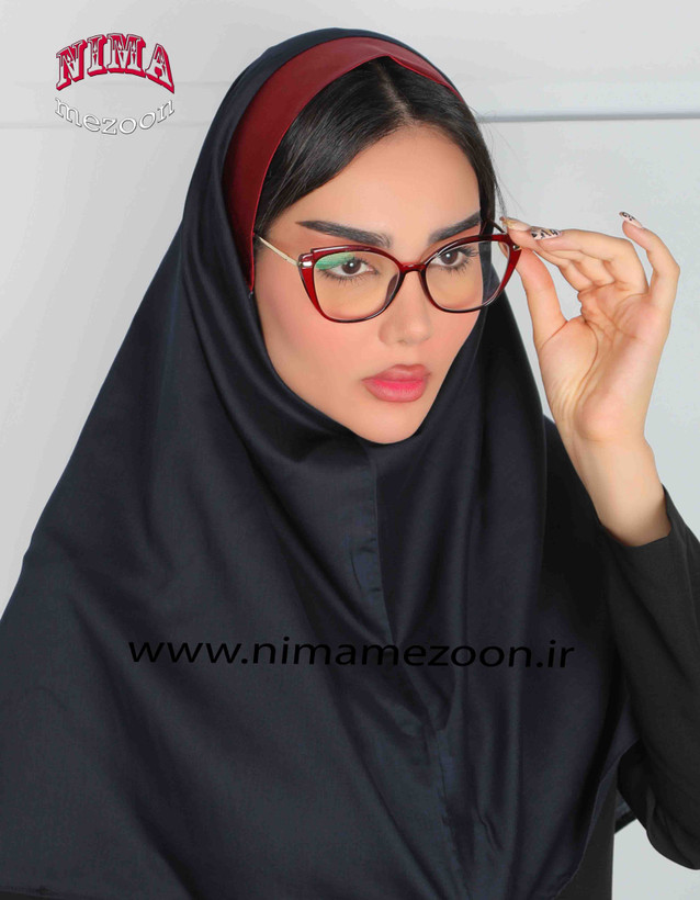 مقنعه تل دار نوار زرشکی ساتن