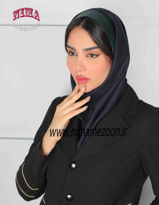 مقنعه تل دار ساتن سبز زیتونی