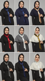 مقنعه پوفی ساده با کروات ساتن و حلقه